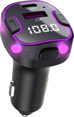 Veedee C49 Bluetooth FM Transmitter and Wireless Radio Adapter Car Kit with LED Display, Hands-Free Calling, and Dual USB Charging Ports