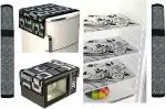 Crosmo Polyester Fridge Top Cover/Refrigerator Cover With 6 Utility Pockets and1 Pc Oven Top Cover , 2 Pc. Handle Cover , 3 Pc Fridge Mat (Color-Black Size-39x21 Inches)