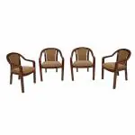Supreme Furniture Ornate Brown Plastic Premium Lacquered Finish Chairs with Cushion - Pack of 4