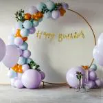 SPECIALYOU.IN Happy birthday decoration items kit for girl & women blue, purple pastel balloons with golden metallic balloons for decoration with happy birthday banner balloon garland kit 63 items