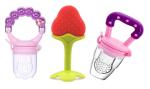 Manan Shopee Kids Multicolor Silicone Fruit Shape Teether (Pack Of 3)