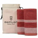 BePlush Zero Twist Bamboo Hand Towels Set of 2 : Ultra Soft, Highly Absorbent, Quick Dry, Anti Bacterial Napkins for Hand Towel || 450 GSM, 40 X 60 cms (2, Rust)