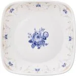 CORELLE Square Round Gold Collection Blooming Blue 17 cm Small Plate Pack Of 6 Quarter Plate (Pack of 6, Microwave Safe)