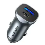 UGREEN 20W USB C Car Charger PD QC3.0 Dual Ports Fast Charge Car Adapter Metal Cigarette Lighter Compatible with Xiaomi Note, Pixel, S10, iphone, Note 10, Moto G7, Samsung Galaxy S21