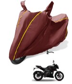 Auto Hub Waterproof Bike Cover Compatible with Bajaj Pulsar N 160, Coated, Mirror Pocket, Belt Buckle Maroon