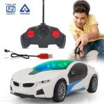 NHR Remote Control Car, 4 Function Racing Sports Car, New Model RC Car with LED Light Remote Car for Kids (3+ Years, White)