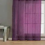 Tishan Decor 152 cm (4.99 ft) Polyester Semi Transparent Window Curtain (Pack Of 2) (Striped, Voilet)