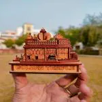 NAVYAKSH Wooden Golden Temple Mandir Amritsar 3D Decorative Showpiece Wood Temple for Gift Replica Wooden Mandir Home Decor for Car Dashboard