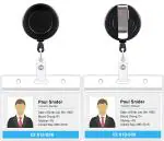 Shining Zon Single Side PVC Card Holder Badge Transparent for School Institute Office use for Horizontal With Black Yoyo Clip - Pack of 5