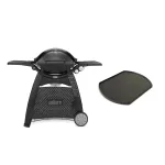 Combo of Weber Q 3200 Gas Grill Black and Weber 981445 Griddle Barbecue Stove, Iron Plate
