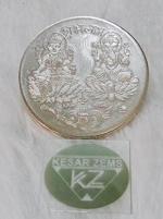 Kesar Zems Silver Copper Lord Ganesh & Goddess Laxmi Coin For Puja