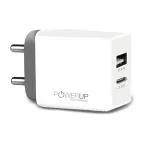 Powerup stay charged USB Dual Port Type-C Power Adapter for All Smartphones and Tablets - 17 W