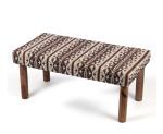 Ikiriya Camilla Solid Wood 2 Seater Dining Bench| Hallway Bench| Bedroom Couch in Stripe Brown Jackard fabric