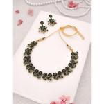 BCOMWALA JEWELS Black Gold Tone Traditional & Enamelled Diamond Necklace Set for Women Elegant Bridal & Festive Jewelry, Handcrafted Gold Plated Statement Necklace & Earrings 1 Set