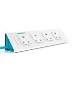 Anchor by Panasonic White and Blue 6A Power Strip 4 Socket Spike Guard with Single Switch