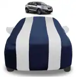 Mockhe Car Cover Compatible with Maruti Suzuki Baleno with Mirror Pockets, Triple Stitched, Water Resistant Car Body Cover, Navy, Silver