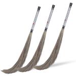 Viguni Brooms for Home & Kitchen Floor Natural Grass, Locking System for Grass Twigs, Diamond 3pcs