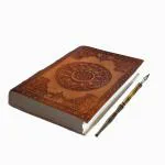 SUFFICE CRAFTS Leather diary a5 notebook with mandala embossing size-17.5X12.5 CM vintage Journal handmade 200 pages white unruled| diary for men/women| travel journal