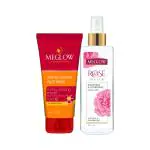 Meglow Daily Skincare Combo pack of 2 - Meglow Refreshing Face Wash with Rose Water/Gulab jal Spray| Perfect Face Care Kit | for Open Pores, Glowing & Hydrating Skin