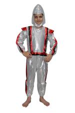 Kaku Fancy Dresses Astronaut Costume,Space Costume -Silver & Red, 7-8 Years, For Boys