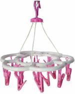 UrbanWare 24 Clips Hanger Laundry Clothesline Hanging Rack for Drying Clothing Plastic Ceiling Cloth Dryer Stand Hang Plastic Cloth Clips