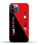 Bhaicover iPhone 13 Pro Black and Red Polycarbonate Light Weight and Slim Mom Dad Heart Line Mobile Phone Back Cover Case