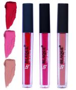 bq BLAQUE Matte Liquid Lipstick Combo of 3 Lip Color # 109-110-116 (Dark Pinkish Red, Soft Pink, Light Nude Brown, 12 ml)