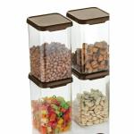 MIRANSHI ENTERPRISE Kitchen Storage Containers | Square And Air-Tight Design |(Set of 4 Black)