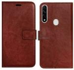 AmericHome Samsung Galaxy A20S, Model SM-A207F, SM-A207M, SM-A2070 Dark Brown Artificial Leather, Rubber, Cloth Grip Case Flip Cover