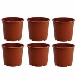 NOVICZ Heavy Duty Plastic Plant Pot Or Planter Pots - 6PCS Brown Color