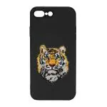TREEMODA Tiger Black Leather Back Case for Iphone 7 Plus.