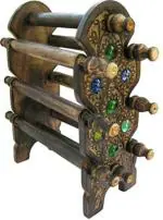 SIFU COLLECTION Wooden Hand Carved Wooden Bangle Stand//Wooden 4 Tier Bar Bracelet Bracelet Holder for Jewelry Decorative Showpiece - 12 cm (Wood, Brown)