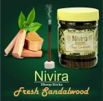 Nivira Fresh Sandalwood Incense Sticks With 2pc Incense Holder for Daily Puja, Meditation, Yoga & Rituals, 100% Natural and Charcoal Free, 200 gm (Pack of 2 x 100 gm)