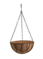 Divine Tree Small Balcony Hanging Flower Basket Planter With Cocopeat Liners Metal Iron Chain For Hanging Pot Flowers Plants (8 Inch, Pack Of 1)