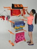 FAVOUR Orange Silver Steel Floor Cloth Dryer Stand-140014