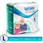 lyfcare Adult Pull -Up Pants Diapers ,Large-10 Pieces , Waist Size (75-100 Cm | 30 -39 Inch)