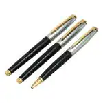 Auteur Focus Black Brass Blue Ink Ball Pen (Pack Of 3)
