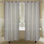 Parda Online Off White Striped Polyester Eyelet Romantic Shower Curtain, 7ft (Pack of 4)