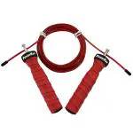 PowerMax Fitness JS-3 (Red) Exercise Speed Jump Rope With Adjustable Cable with Anti-slip Handle, Workout Skipping Rope for Men, Women & Kids