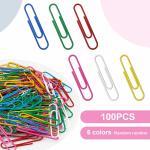 REDGE Paper Clips, 30 mm, 100 Pack, Small Colored Paper Clips, Paper Clips Office Supplies, Clips for Office, Paper Clips Large
