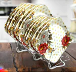 INPRO Melamine Dinner Plates: Lightweight and Easy to Clean | Melamine Square Dinner Plate / Snacks Plates / Kitchen crockery/ Full Plate/ Square Plate / Lunch Plate / Floral Plate / Melamine Plates / Plate Set of 12 (6 Full & 6 Half Plates)