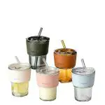 Welour Glass Multicolor Ace Of Spades Air Up Royal Tumbler With Lid Straw And Protective Anti-Skid Sleeve Tumbler - 450 Ml (Set Of 5)