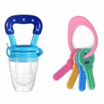 Teri Beri Baby Fruit and Vegetable Nibbler and Infant Baby Tooth Sooter Teether Keys Teething Toys (Pack of 2) (Fruit Feeder and Key Teether)