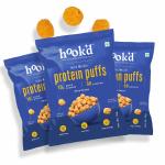 Hook'D Indie Masala Protein Puffs | Plant Based Protein | 100% Vegan | Gluten Free | Below 100 Calories | 0% Cholesterol Snack | 10Gms Protein Per Pack - Pack of 3