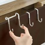 Zureni Over The Door Hooks Heavy Duty Metal Double S-Shaped Detachable Hanger For Kitchen Closet Bathroom Towel Drawer Cabinet - (Pack Of 4, Silver)