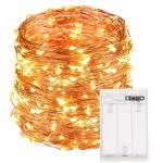 LTETTES Warm White Battery Powered LED Copper Wire String Fairy Light 8.5 cm and 100 Lights