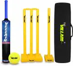 THE VILLAIN Professional Plastic Cricket Bat (Full Size-Black) | Bat-Ball-Wicket & Cover Cricket Kit