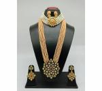 Gyaan Jewels Handmade Gold Plated Brass Earring and Necklace Set Peach (Women, Girls) Free Size