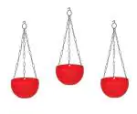 SEVOU Round Shape Garden Hanging Flower Port | Plastic Flower Pot | Hanging Planter | Metal Hanging Chain | Flower Pots for Home Garden Balcony Pack of 3