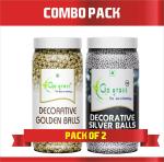 GO GRASS Decorative Silver & Golden Balls for Cake Decoration| 80GRAM + 80GRAM EACH Sprinkles (160 g, Pack of 2)
